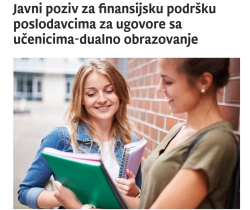 JAVNI POZIV ZA DODJELU FINANSIJSKE PODRŠKE POSLODAVCIMA